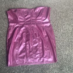 Hottie Metallic Faux Leather Mini Dress - Pink