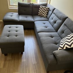 3 Pc Sectional sofa + Storage Ottoman