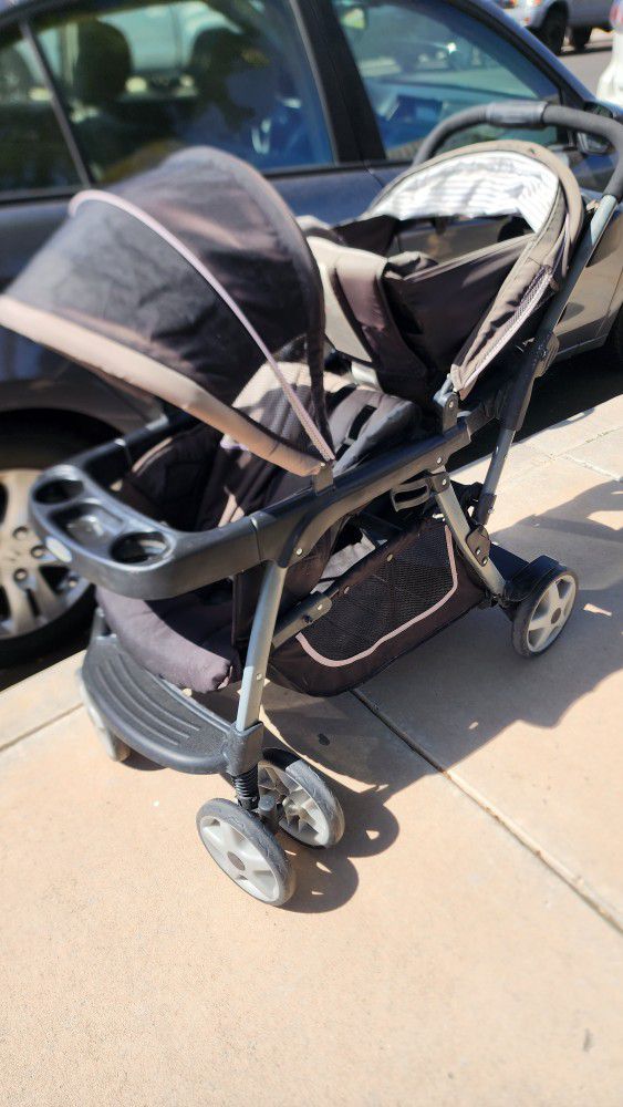 Stroller Double Seat With Stand And Bench