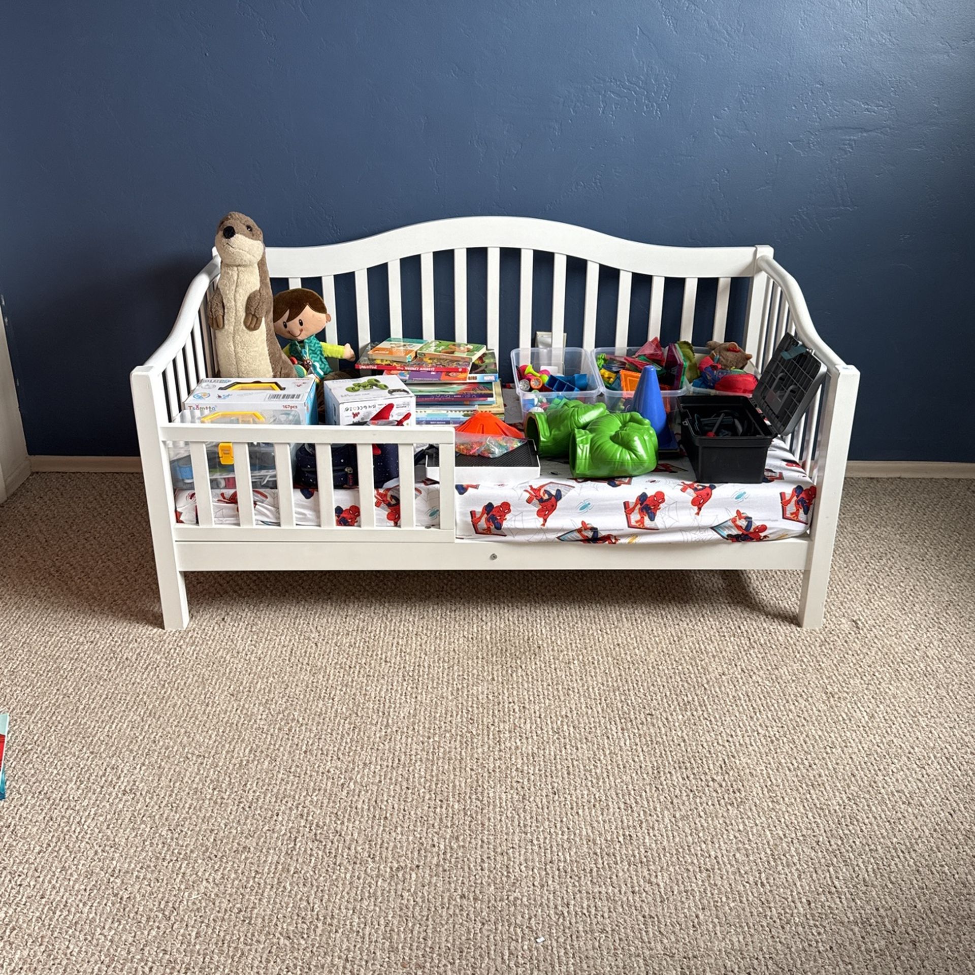 Toddler Bed + HUGE bundle Of Books And Toys!