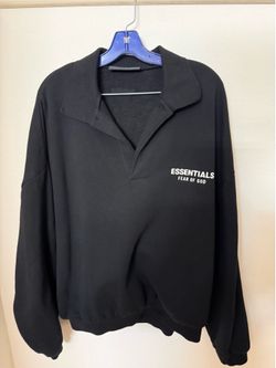 Fear of God Essentials Fleece Polo ‘Black’ Size M