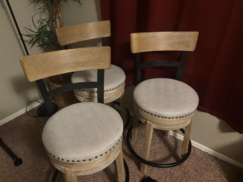 3 Bar Stools - 24" Beige/Cream