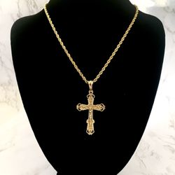 Cross Jesus Chain Necklace (14k Gold plated)
