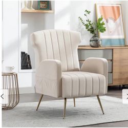 set of 2 Velvet Wing Back Accent Chairwith Metal Gold Legs, Upholstered Armchair, Side Chair, Leisure Single Sofa, Reading Chair for Living Room Bedro