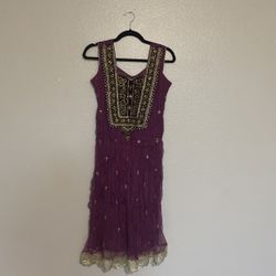 Fancy Indian Purple Net dress 3 Piece Set