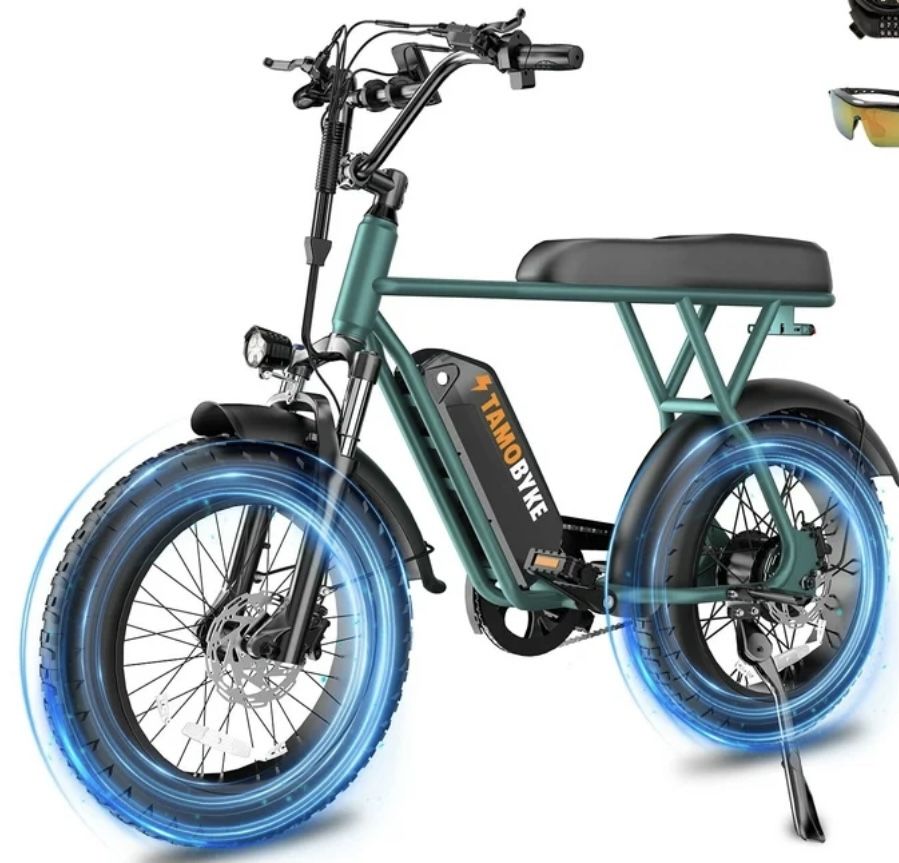T63 Multi-Color Electric Bike for Adults & Teens, 1000W Peak Motor, 20MPH 468Wh Remove Battery,20"x4"Fat Tire Ebike, Moped Style Comfortable Electric