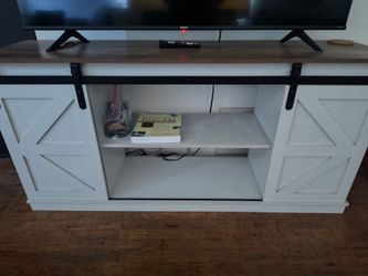 Farmhouse TV Stand with Sliding Barn Doors