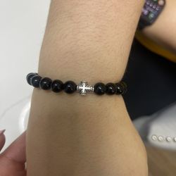 New Handmade Black Onyx Bead Bracelet 