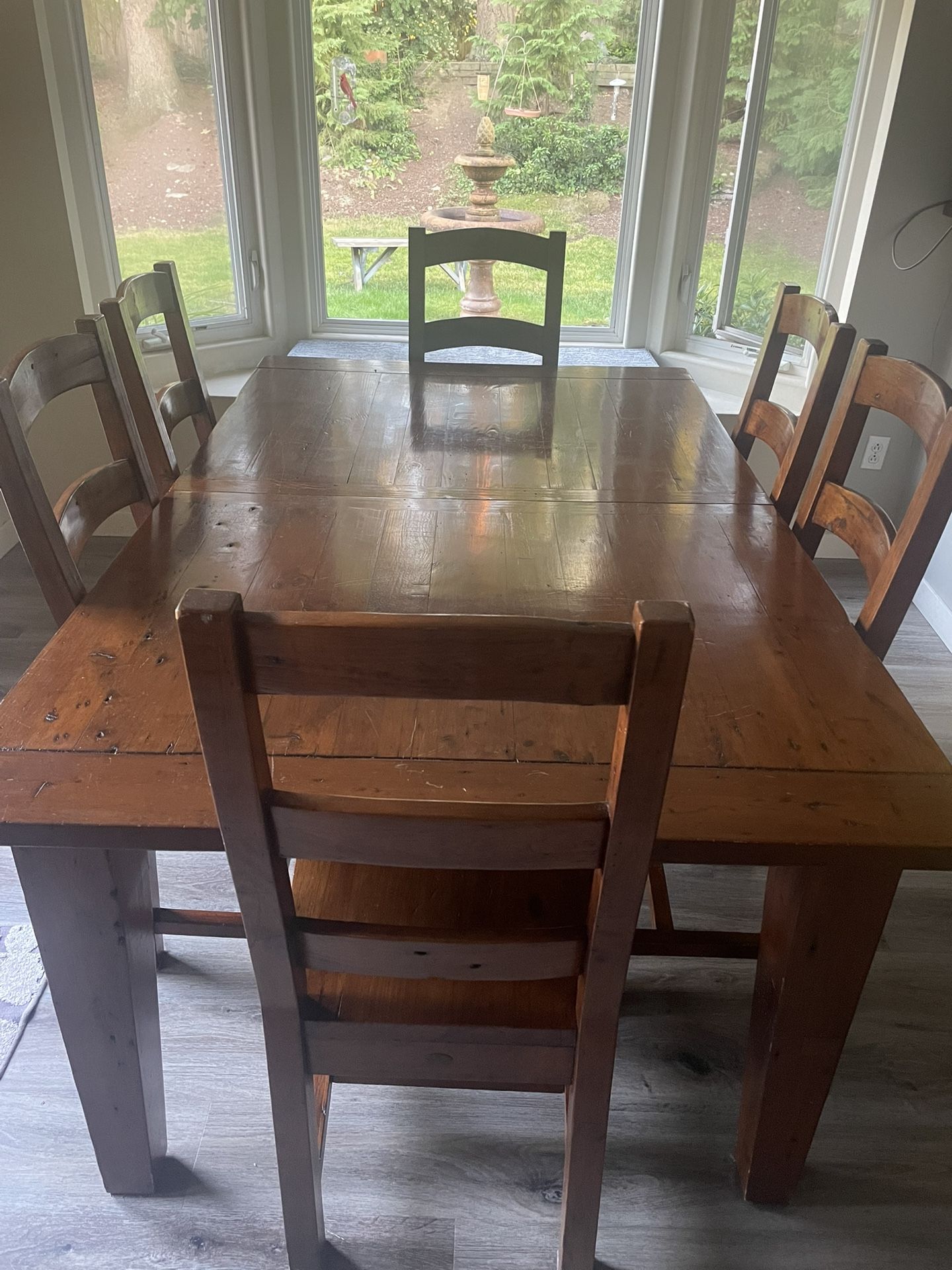 Irish Coast Collection Reclaimed Wood w Leaf Dining Table & 6 Chairs