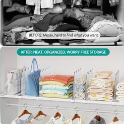 SOYO 11 PCS Shelf Dividers for Closet Organization, Durable Acrylic Clear Closet Shelf Divider for Wood Shelf, Adjustable Clear Shelf Separators for C