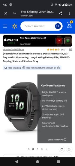 Garmin Venu Sq 2 GPS Smartwatch Slate Gray