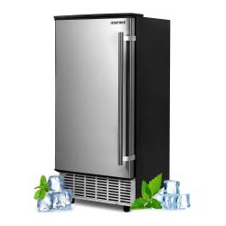ICEPURE 15“ Under Counter Ice Maker, Built-in/Commercial Ice Machine with Drain Pump, 90 Lbs/24H, Auto-Cleaning, 24H Timer, 26Lbs Storage, Stainless S