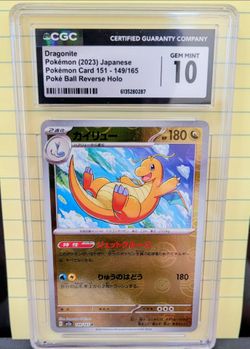 Pokemon Graded Slab Pokemon CGC 10 Dragonite Sv2a Japanese 151 2023 149/165 Holo Rare