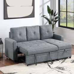 2pcs Sectional Sofa w/storage chaise & pulloutbed