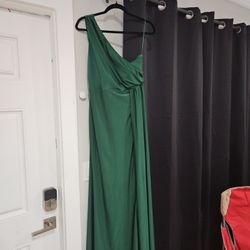 Green Dress One Shoulder XL