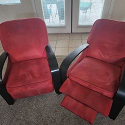 Recliner Chairs Red 2 Pcs