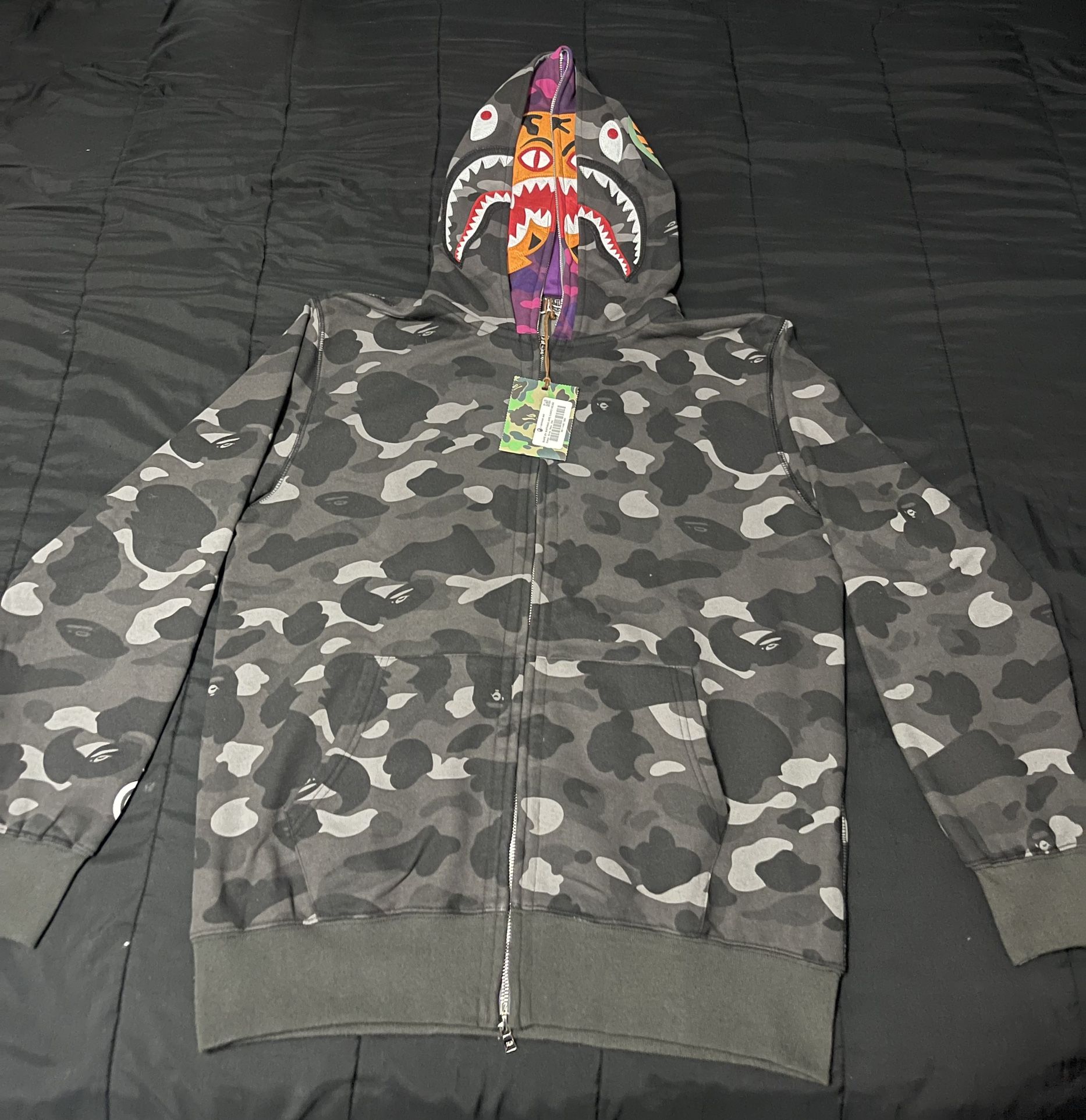 Bape Full Zip Grey Double Hooded