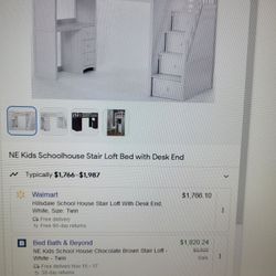 White Twin Bunkbed  With Drawers And Desk Underneath 