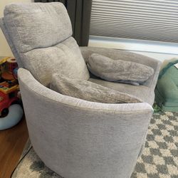 Living Spaces Grey Swivel Glider Recliner w/ Charging Port