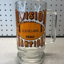 Vintage Cleveland Browns NFL 1980 Division Champions Glass Mug The Kardiac Kids