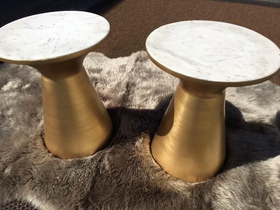 ADALYN HOME PATNA END TABLE WHITE MARBLE INLAY