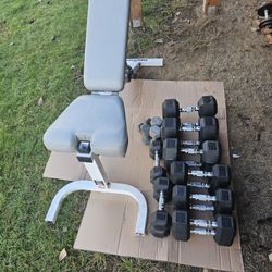 Dumbells Weights And Weight Bench 