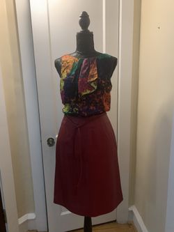 Red Leather Skirt (New, Never Worn)