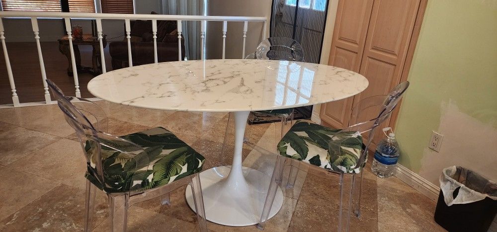 Oval Faux Marble Dinning Table /Desk 60×35.5