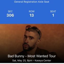 2 Tickets To Bad Bunny 5/25