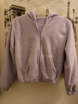 Girls Purple Fleece Jacket With Hoodie.