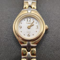 Timex INDIGLO Womens Quartz Watch Two Tone Gold & Silver Tone Fully Restored