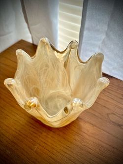 Gold Art Glass Handkerchief Vase