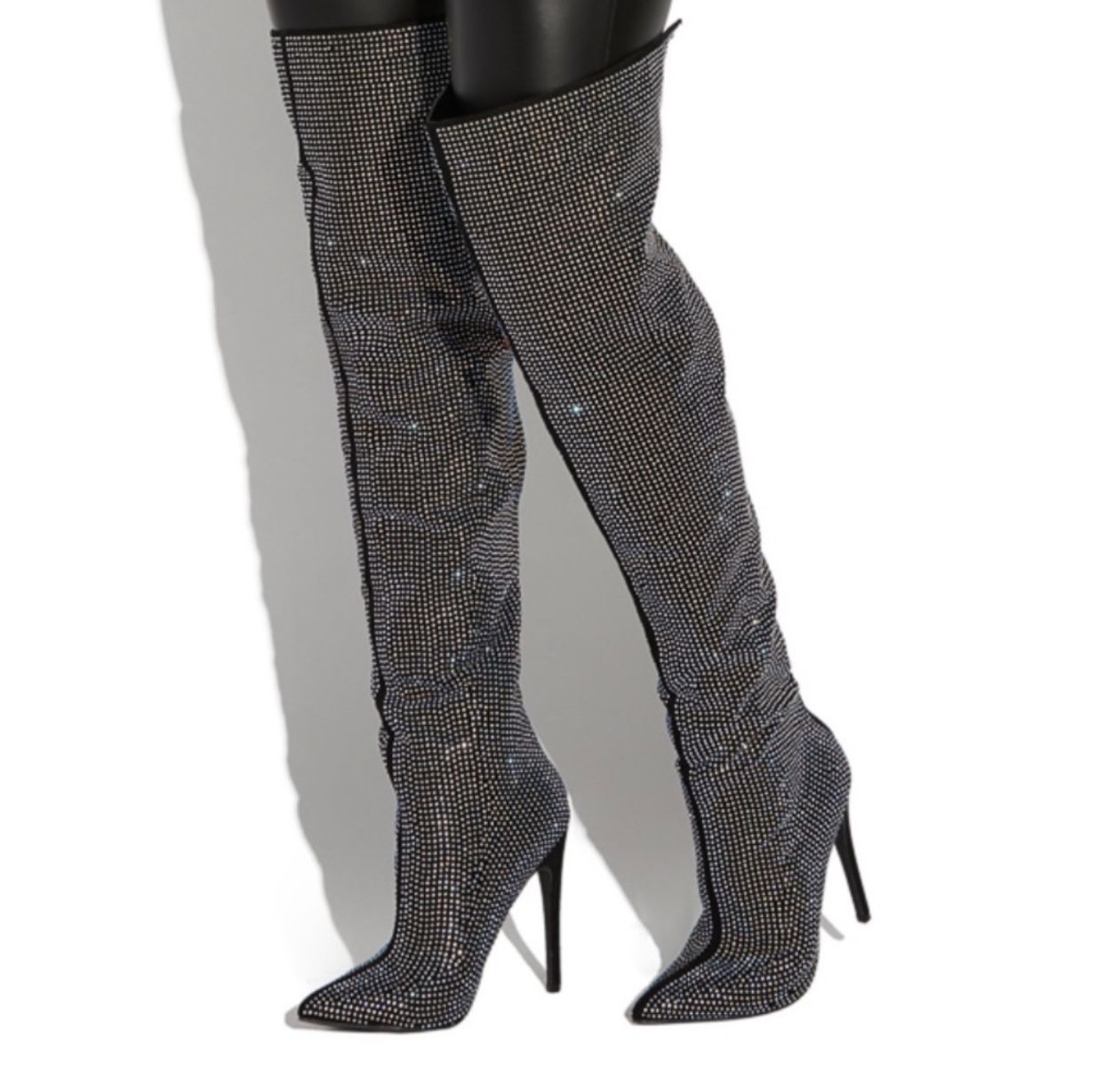 Embellished Thigh High Boots