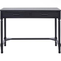 SAFAVIEH Layce Solid Retro 2 Drawer Writing Desk, Black