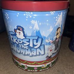 Rare 2013 Frosty the Snowman Empty Popcorn Tin Can 64oz container