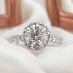 14k gold 2.90ctw lab diamond engagement ring with 2.0ct VS1 F center