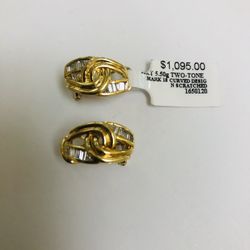 18KT TWO-TONE GOLD EARRINGS 