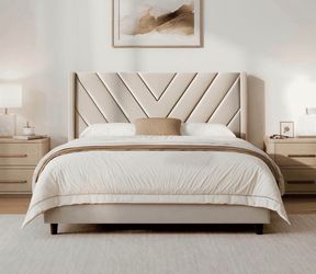 Queen Bed beige