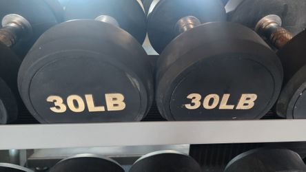 30lb Pro Style Rubber Dumbbell 