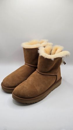 UGG MINI BAILEY BOW II EXOTIC CHESTNUT COLOR SHEEPSKIN BOOTS SIZE US 9