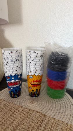 24 Pack Hero Themed Party Cups With Lids ✨new✨