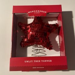 Wondershop Festive Red Star Tree Topper Unlit NIB 8.5”H Christmas Holidays Shiny