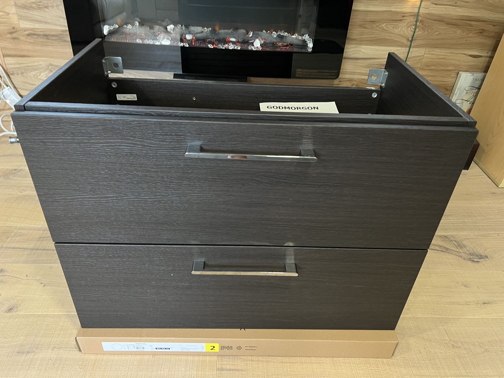 Sink cabınet with z drawers, black-brown