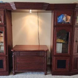Dark Wood Entertainment Center With Lights
