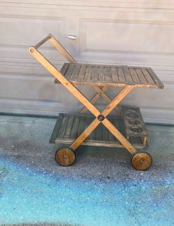 Vintage wood outdoors 2 tiers bar cart