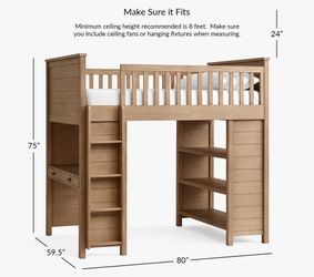 Pottery Barn Charlie Loft Bed System - full size.  Navy blue
