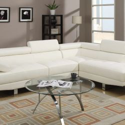 Brand New White Leather Modern Style Sectional Sofa 