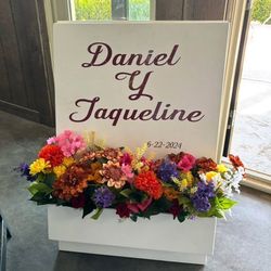 Welcome Sign with Flower Box