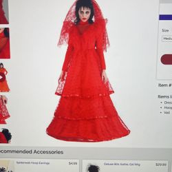 Lydia Deetz Beetlejuice Red Wedding Dress Medium Kids