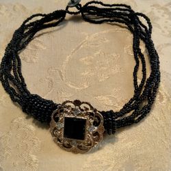Black Beaded Multi-Strand Choker Necklace...make offer
